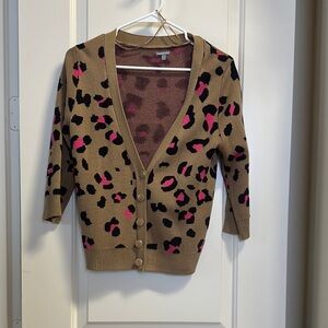 Charlotte Russe Tan and Pink Leopard Cardigan